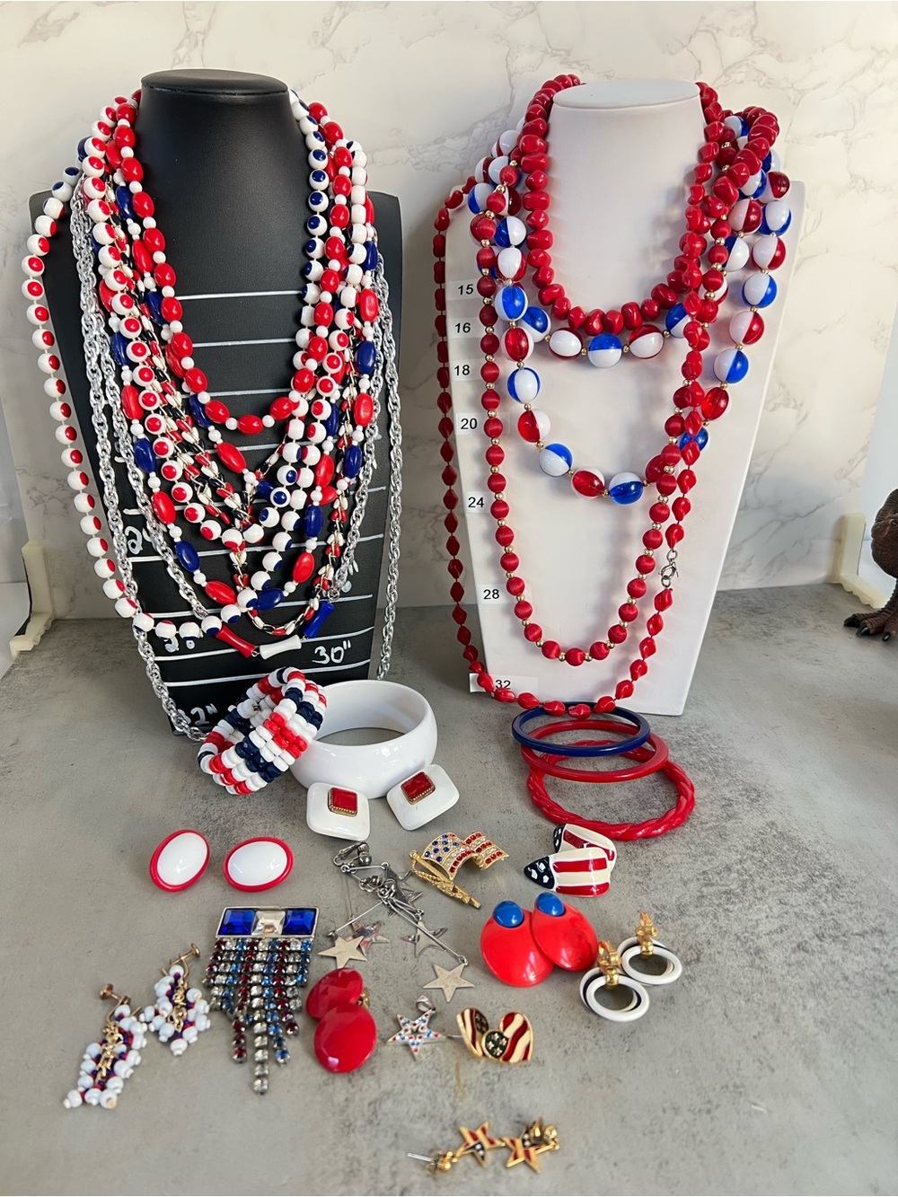 Vintage Patriotic Jewelry Lot 28 Pieces